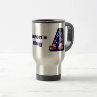 American Flag in Letter "A" and Name Travel Mug