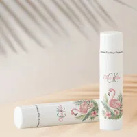 Pink flamingo tropical summer monogram lip balm