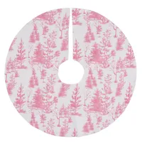 Cute Pink Vintage Pine Tree Christmas Brushed Polyester Tree Skirt