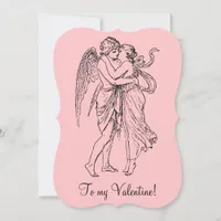 Vintage To my Valentine angel fairy black pink Holiday Card