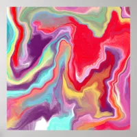 Colorful Abstract Modern Digital Art Marble Poster