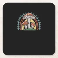 Cottagecore  Mushroom Goblincore Mycology Natureco Square Paper Coaster