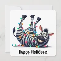 Funny Zebra Holiday Greeting Card