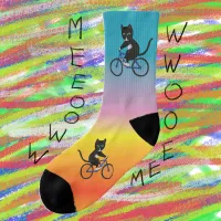 Colourful Cat on a bike cyclist cycling cats Socks