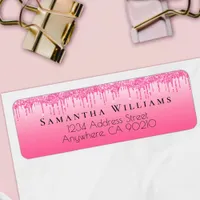 Hot Pink Dripping Glitter Return Address Labels