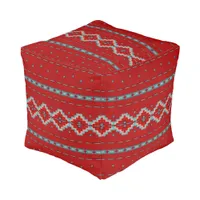 Southwest Mesas Red & Turquoise 13" Square Pouf