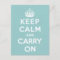 Keep Calm and Carry On on Light Blue Postcard