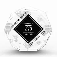 Elegant 75th Diamond Wedding Anniversary Acrylic Award