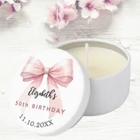 Pink bow elegant birthday mini candle favors