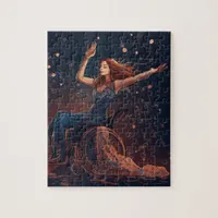 Woman in a wheelchair dances joyfully jigsaw puzzle