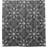 Tribal Black+White Pattern Shower Curtain