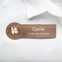 Walnut Wood Grain Business Logo Employee Name Tag