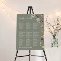 Sage Green Boho Floral Nine 9 Table Seating Chart  Foam Board