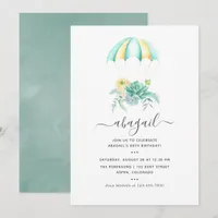 Floral Succulents Bouquet Parachute Birthday Invitation
