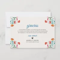 Fiesta Colorful Floral Modern Boda Spanish Wedding Thank You Card