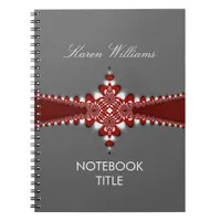 Regal Red Ribbon Silver Notebook