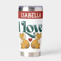 I Love Foxes Cute Heart Insulated Tumbler