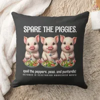 Cute Spare the Piggies Eating Salads Throw Pillow