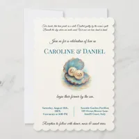 Beach Wedding Pearls Shell Elegant Ocean Theme  Invitation