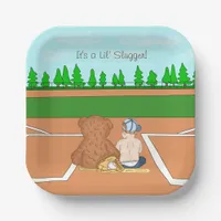 It's a Lil' Slugger Boy's Baseball Baby Shower   Paper Plates
