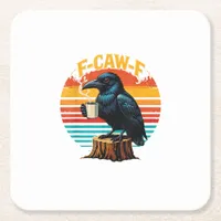 Gothic Raven Funny Halloween F Caw F Coffee Square Paper Coaster
