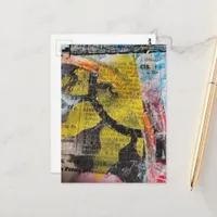 abstract collage yellow sun postcard