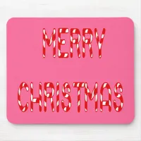 Merry Christmas Candy Cane Font Mouse Pad