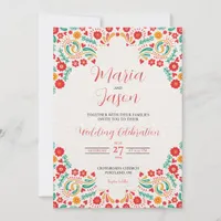 Mexican Colorful Botanical Romantic Floral Wedding Invitation