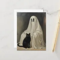 A Ghost and a Black Cat Postcard