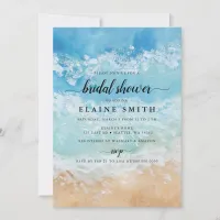 Rustic Watercolor Summer Sea Beach Bridal Shower Invitation