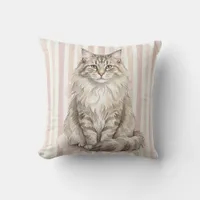 Norwegian Forest Cat Watercolor Pillow