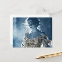 Woman With Newspaper Dress Mixed Media Collage Postcard