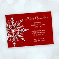 Snowflake on Red Holiday Open House Invitation