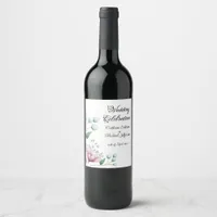 Elegant Floral Wedding Soft Botanical Romance Wine Label