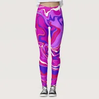 Pink and Purple Marble Swirl  Leggings