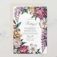 Mauve Mist, Champagne Gold & White Floral Wedding Invitation