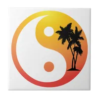 Palm Trees at Sunset Yin Yang Tile