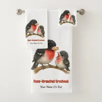 Stunning Rose Breasted Grosbeak Bath Towel Set