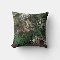 Black, Brown, White and Green Fluid Art    Throw Pillow