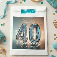 Glamorous Teal Blue Faceted Gemstone 40th Birthday Favor Bag