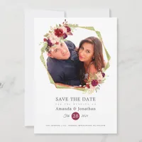 Burgundy-Marsala and Blush Photo Wedding Save The Date