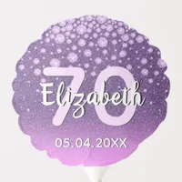 70th birthday purple pink glitter diamonds name balloon