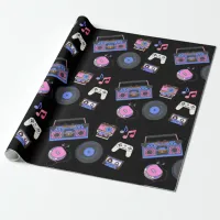 Retro 1980's Era Music Birthday Wrapping Paper