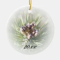 Pine Branch Dated Ceramic Ornament