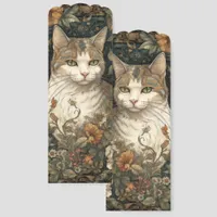 Art Nouveau Style White and Gray Cat Two-sided  Bookmarks