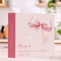 Pink bow Bridal Shower recipe 3 Ring Binder