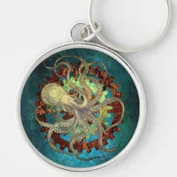 Steampunk Octopus & Clockwork Gears Keychain