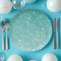 Teal Glitter Ombre Paper Plates