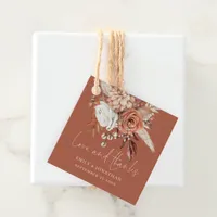 Boho Terracotta Florals Love Thanks Rust Wedding Favor Tags