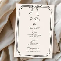 Whimsical Hand Drawn Bow Girly Coquette Chic Menu